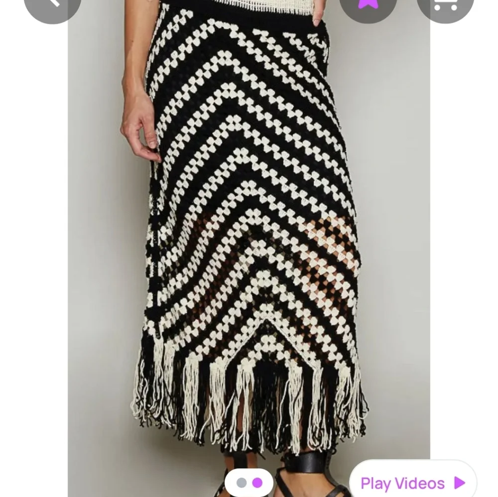 POL Black and White Chevron Curtain with Fringe